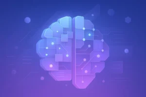 Illustration of a generative AI model analyzing data to explain the concept of Generative Engine Optimization. 